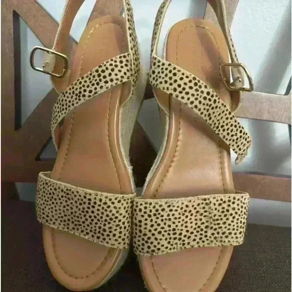 NWT J.Crew Leopard Calfhair Platform Espadrilles